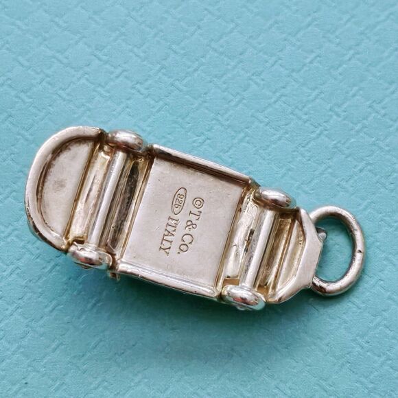 RARE Tiffany & Co. Blue Ename Convertible Car Sport Silver Pendant Charm - Picture 6 of 7